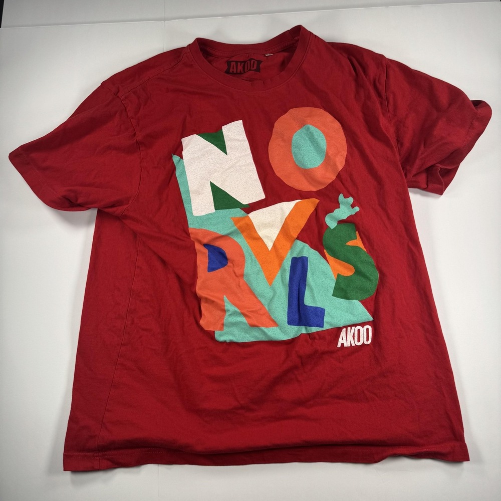 AKOO Shirt Mens 2XL Red Graphic Tee No Rivals Colorful Letters Streetwear